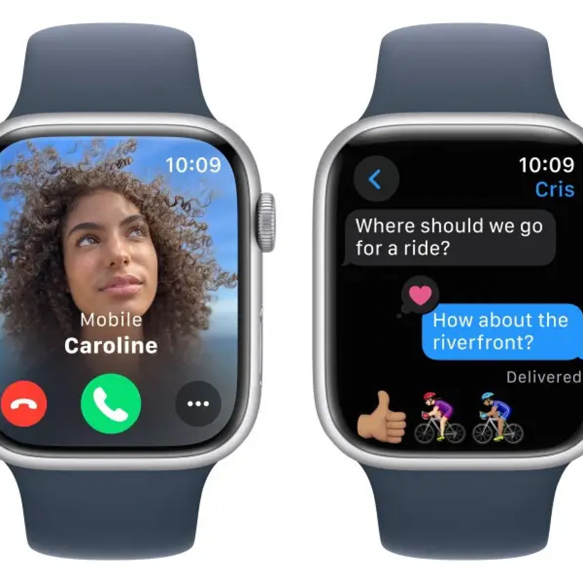 Apple Watch Series 9 GPS 41mm Silver Aluminum Case w. Storm Blue Sport Band - M/L (MR913)